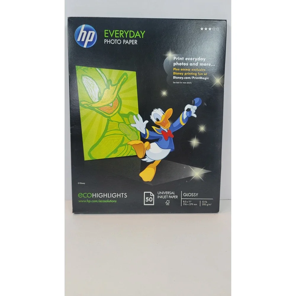 HP Everyday Photo Paper Glossy 8.5x11 Inkjet Paper 50 count Q8723A Disney Donald